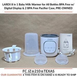 LAREX 8 in 1 Baby Milk Warmer for All Bottles BPA Free w/Digital Display & 2...